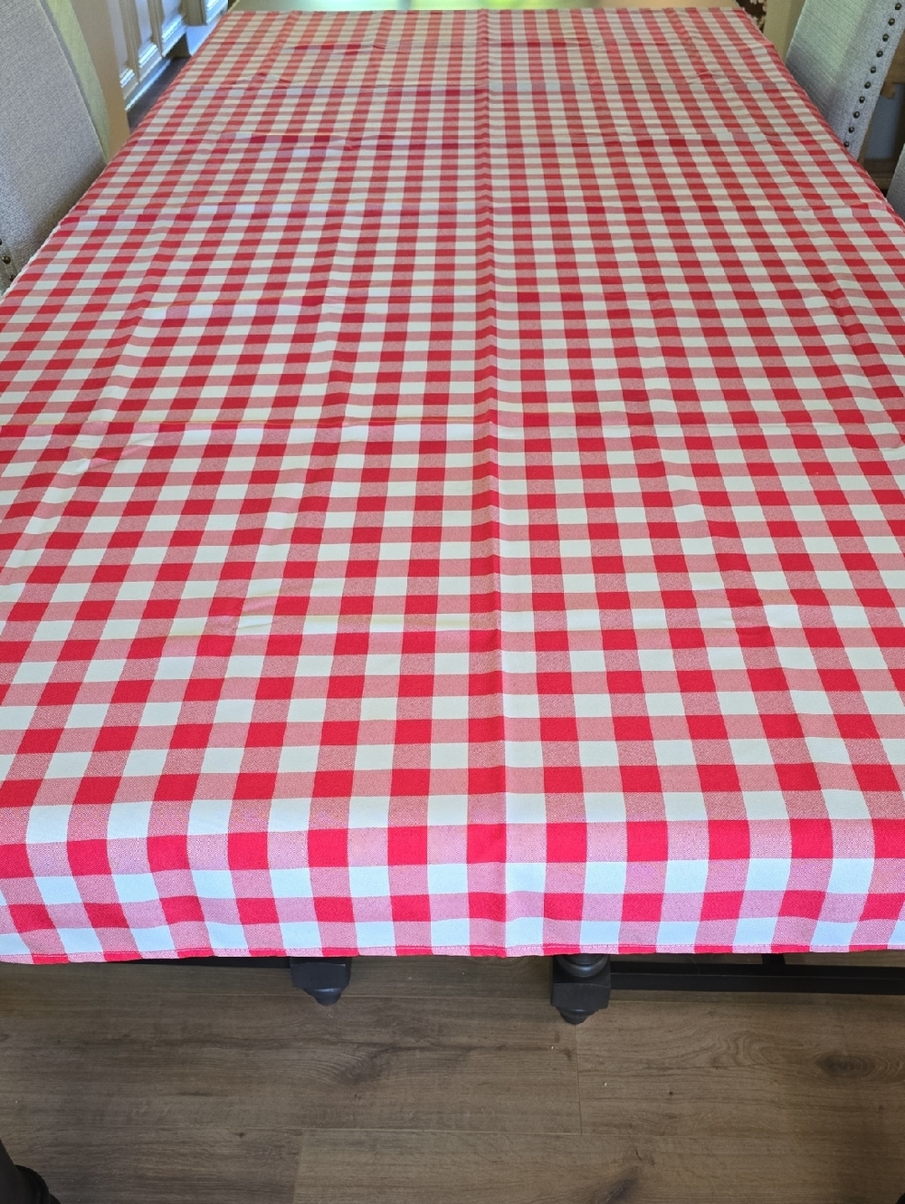 Red and White Checkered Tablecloth - Unbranded